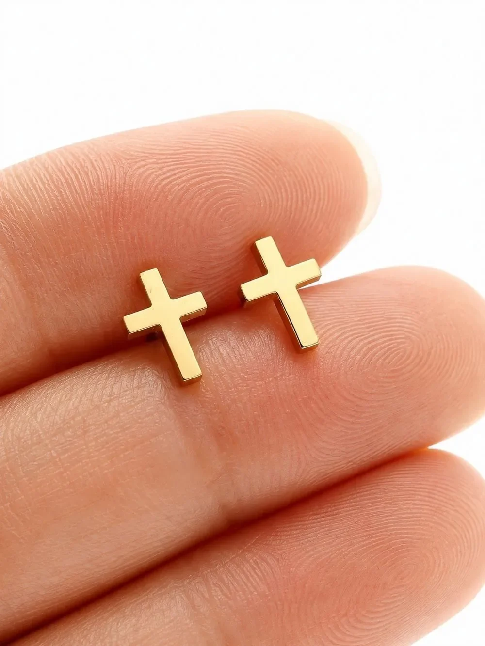 Gold Cross Stud Earrings